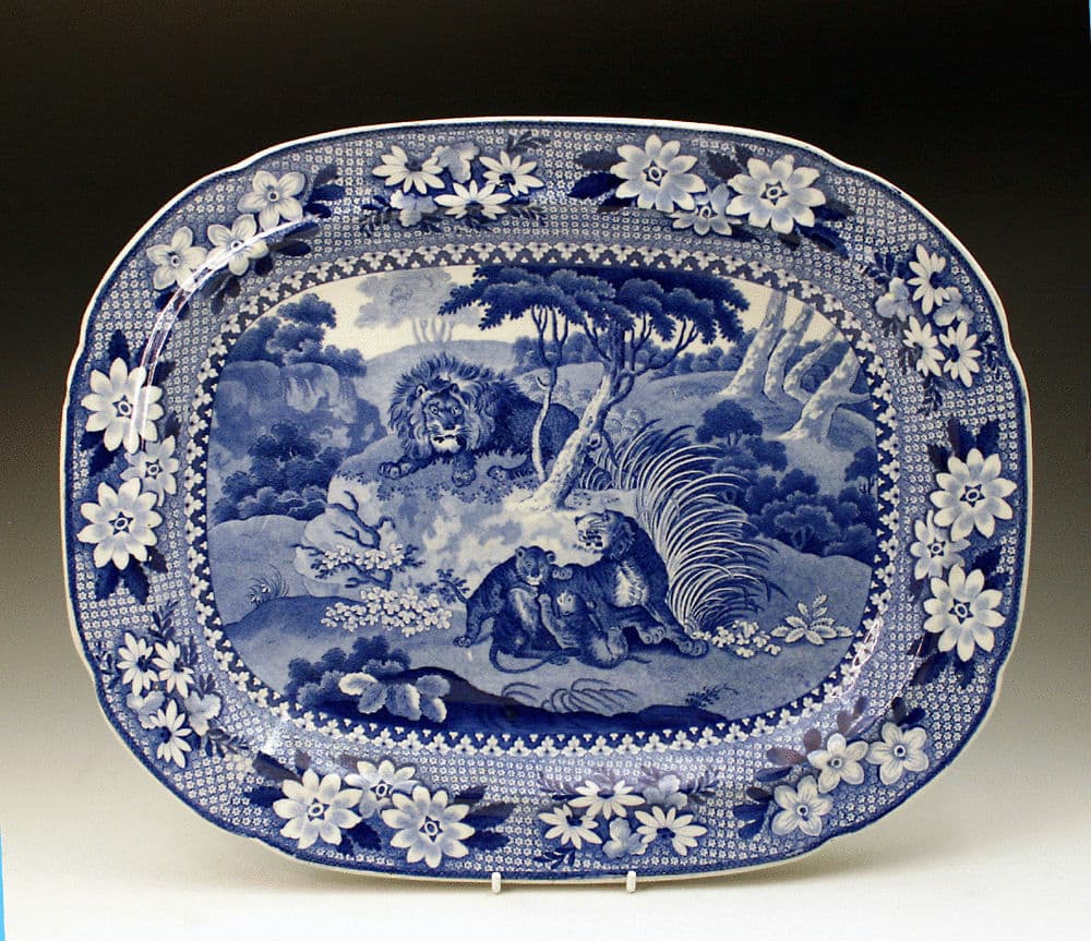 Blue and on sale white platter