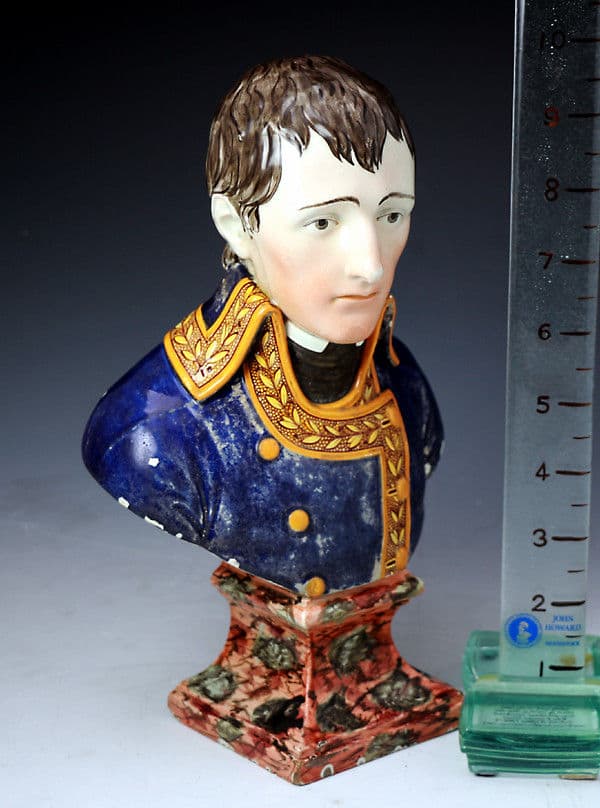 Antique English Staffordshire pottery pearlware figure bust of Napleon ...