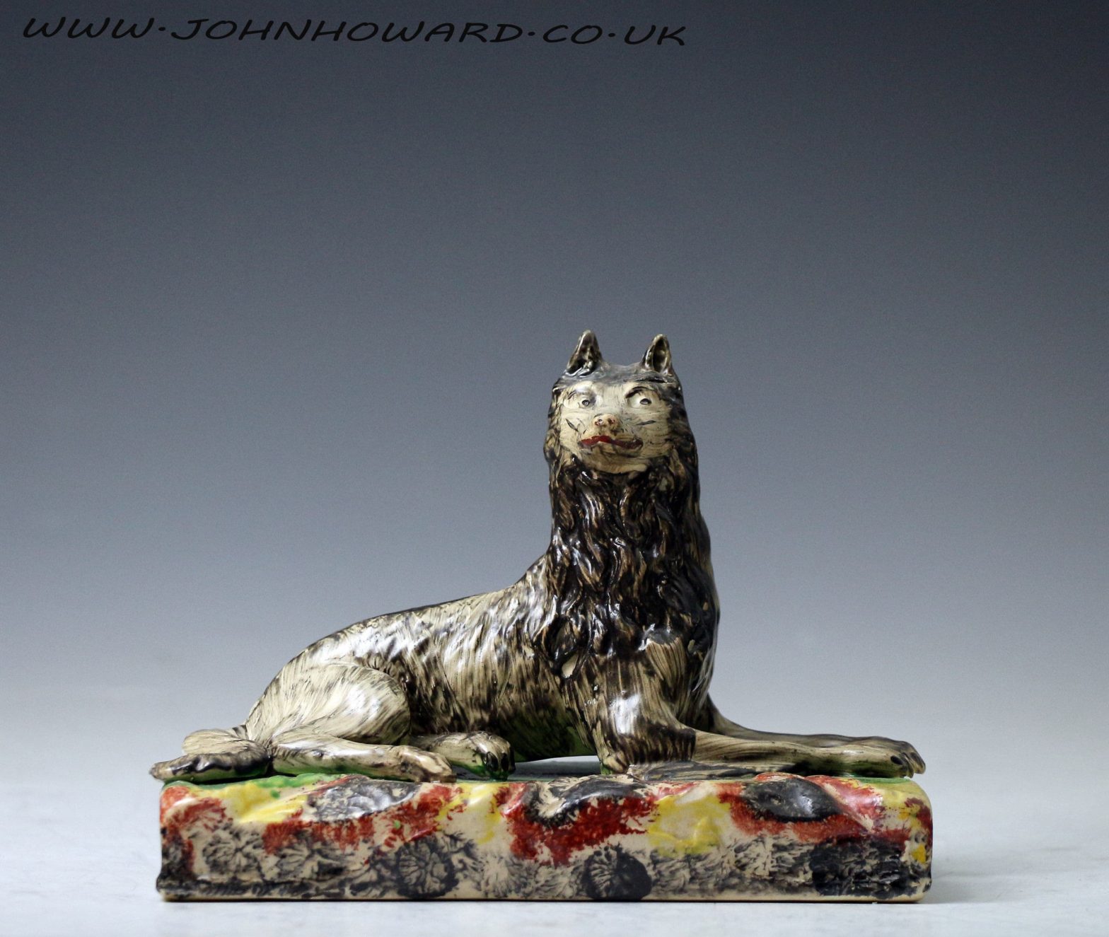 Staffordshire pearlware pottery figure of a wolf hound antique period