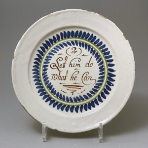 Rare English London Delftware polychrome Merry Man plate  circa 1720