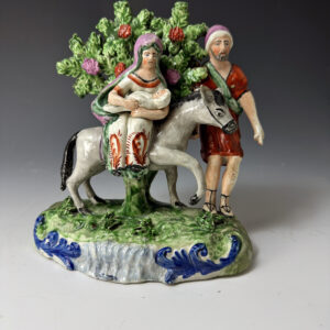 Staffordshire pottery pearlware bocage figure of the Flight to Egypt circa 1820