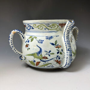 English delftware polychrome decorated large posett pot early 18th century Bristol
