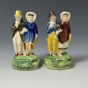 Miniature Staffordshire pearlware figures of the Dandies circa 1825