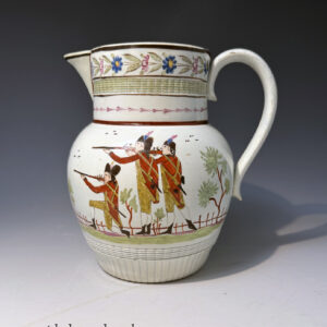 Staffordshire Pottery pearlware pitcher inscribed “Success to the British Fleet” circa 1800