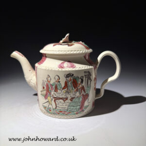 18th century creamware teapot The Prodigal Son Greatbatch Staffordshire