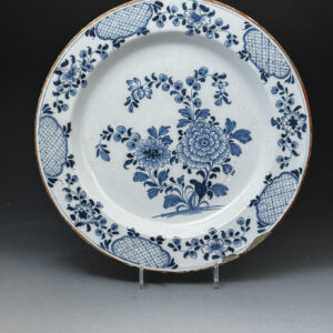 Oversized delftware charger blue and white decoration Liverpool circa 1775